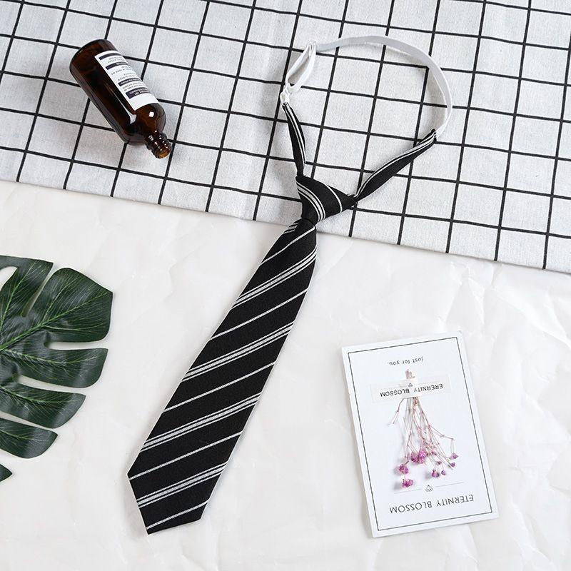 Cotton Solid Color Tie With White Stripe For Japanese School Style Students And Casual Wear