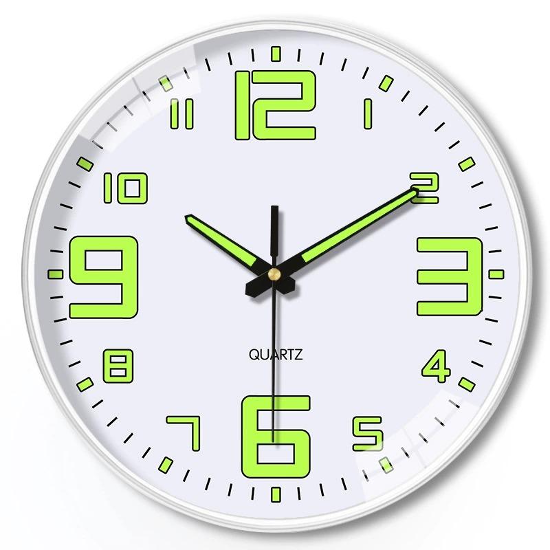 A Unique Luminous Plastic Wall Clock,8 Inch Modern Round Silent Glow Clock, Powered by AA Batteries