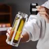 Threaded Double-Layer High Borosilicate Glass Tea Cup with Custom Logo and Screw Cap