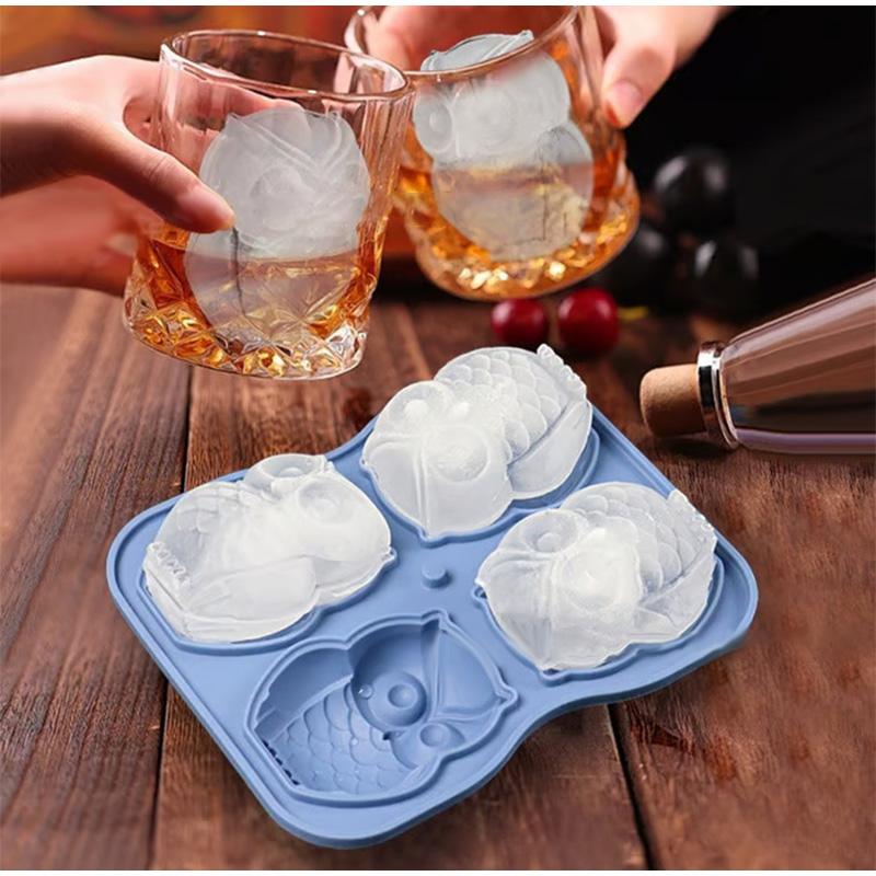 3D Silicone Animal Shape Ice Tray Milk Tea Beverage Ice Mold Whiskey Ice Box Fun Cute Novelty Animal Shape Ice Grid Ice Hockey
