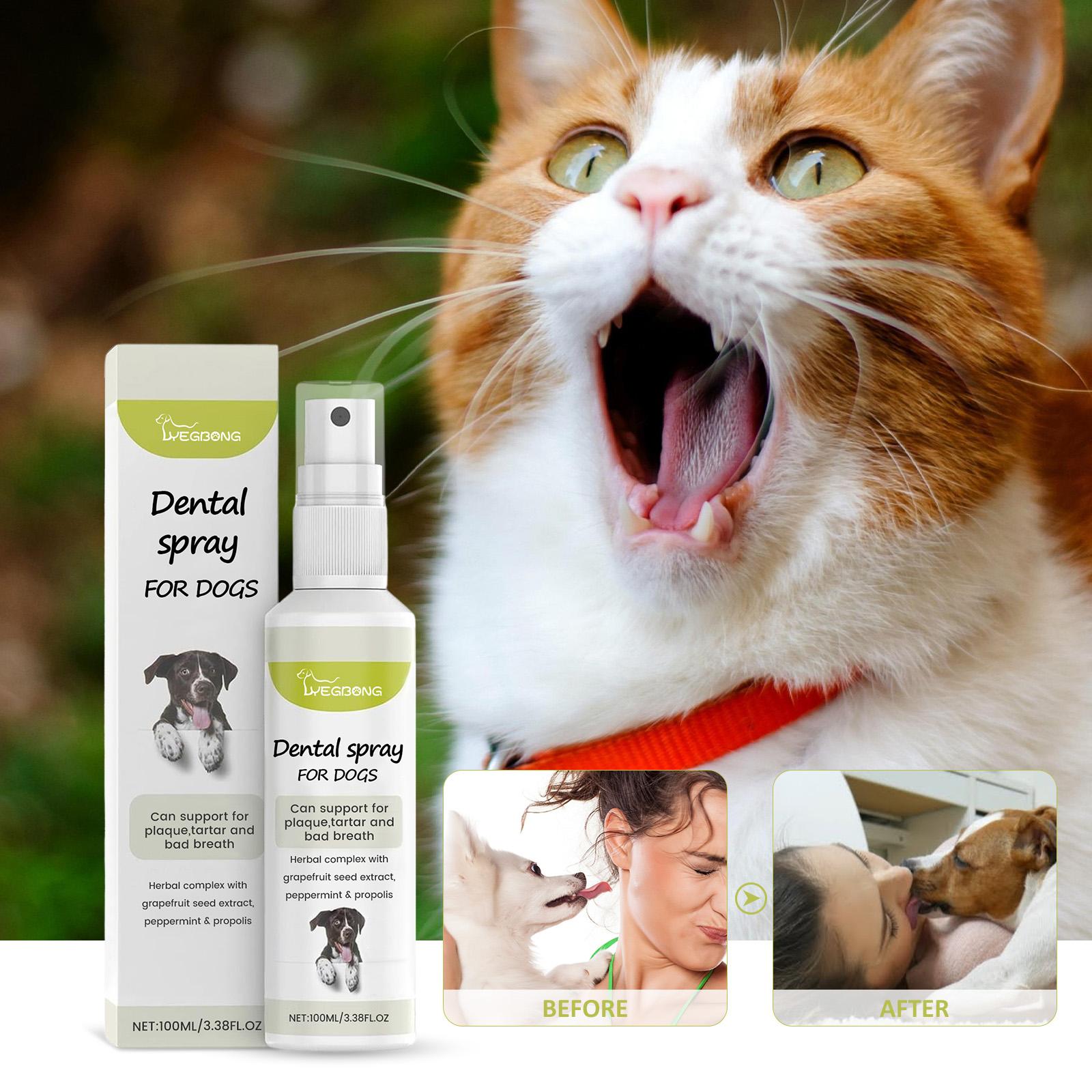 

Спрей для чистки полости рта домашних животных, удаление зубного камня и налета, устранение неприятного запаха у котят, профилактика образования зубного камня, освежитель дыхания для кошек, жидкость 100ml