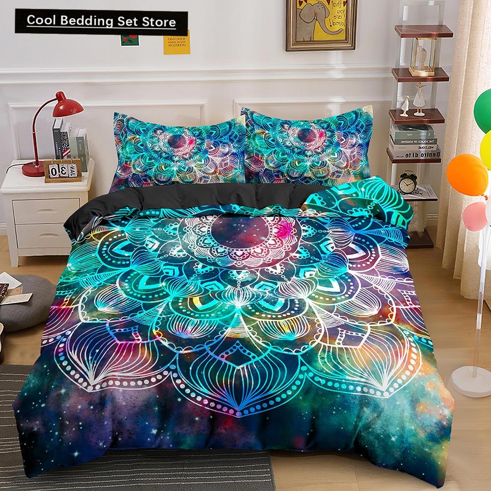 Psychedelic Boho Luxury Bedding Set 2/3PCS with Pillowcase King Mandala Duvet Cover Queen Comforter Cover Polyester Quilt Cover