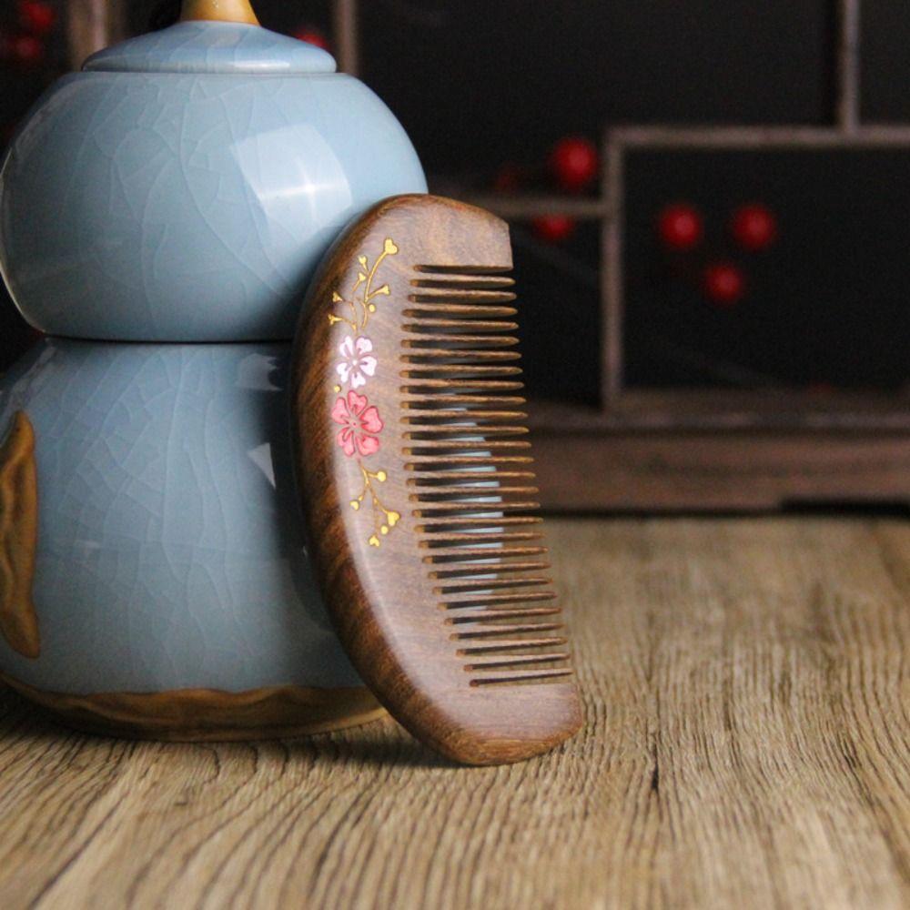 Goldenes Sandelholz Sandelholz Haarkamm Goldene Zweige Kopfmassagekamm Heiße Holzkämme Geschenk