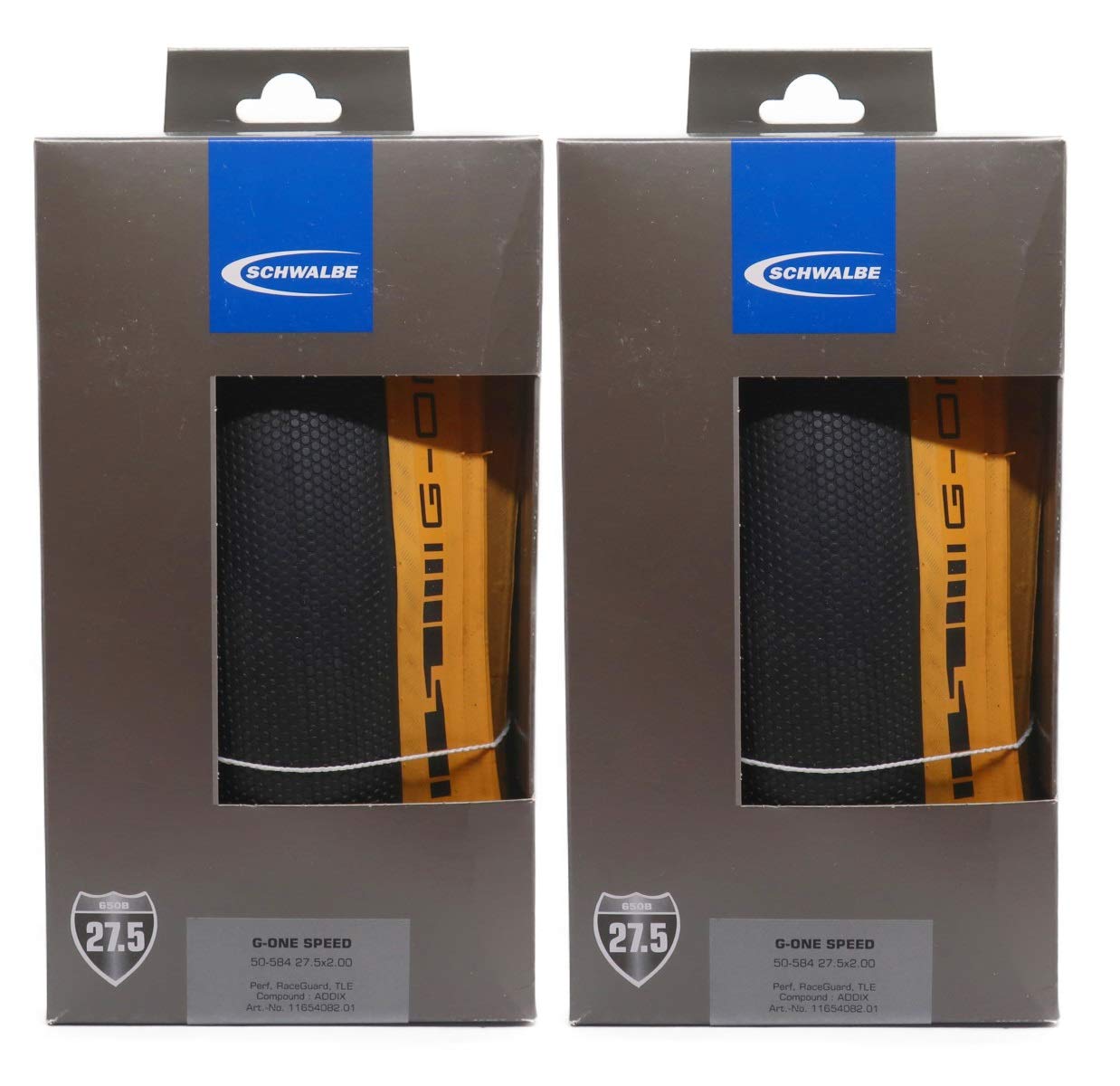 

Set of 2 SCHWALBE Speed 650B Performance Line TLE Tires with ADDIX Classic Sidewall G-One 27.5x2.00 (50-584) [Used]