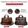 Men's Genuine Leather Briefcase - Top Layer Cowhide Business Tote and Handheld Lawyer Laptop Bag