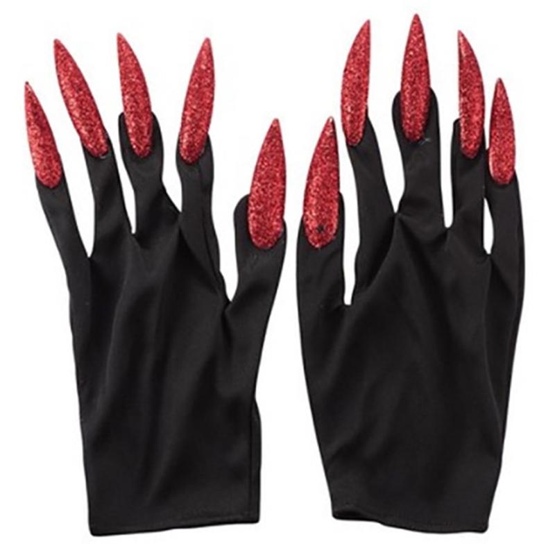 Scary Fingernails Claw Gloves with Shining Long Nails Party Decorations Props