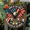 2D Flat, 1pc Round Aluminum "Home Of The Free Because Of The Brave" Patriotic Metal Sign, American Eagle & Military Boots Memorial Wall Plaque, USA