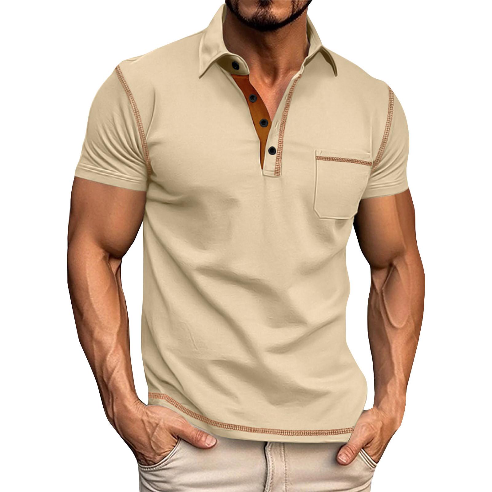 

Men s Summer Leisure Breathable Short Sleeved Shirt Top M хакі