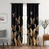 2pcs Black Golden Butterfly Printed Curtains, Modern Art Vintage Fluttering Butterflies Shading Curtains For Bedroom Living Room