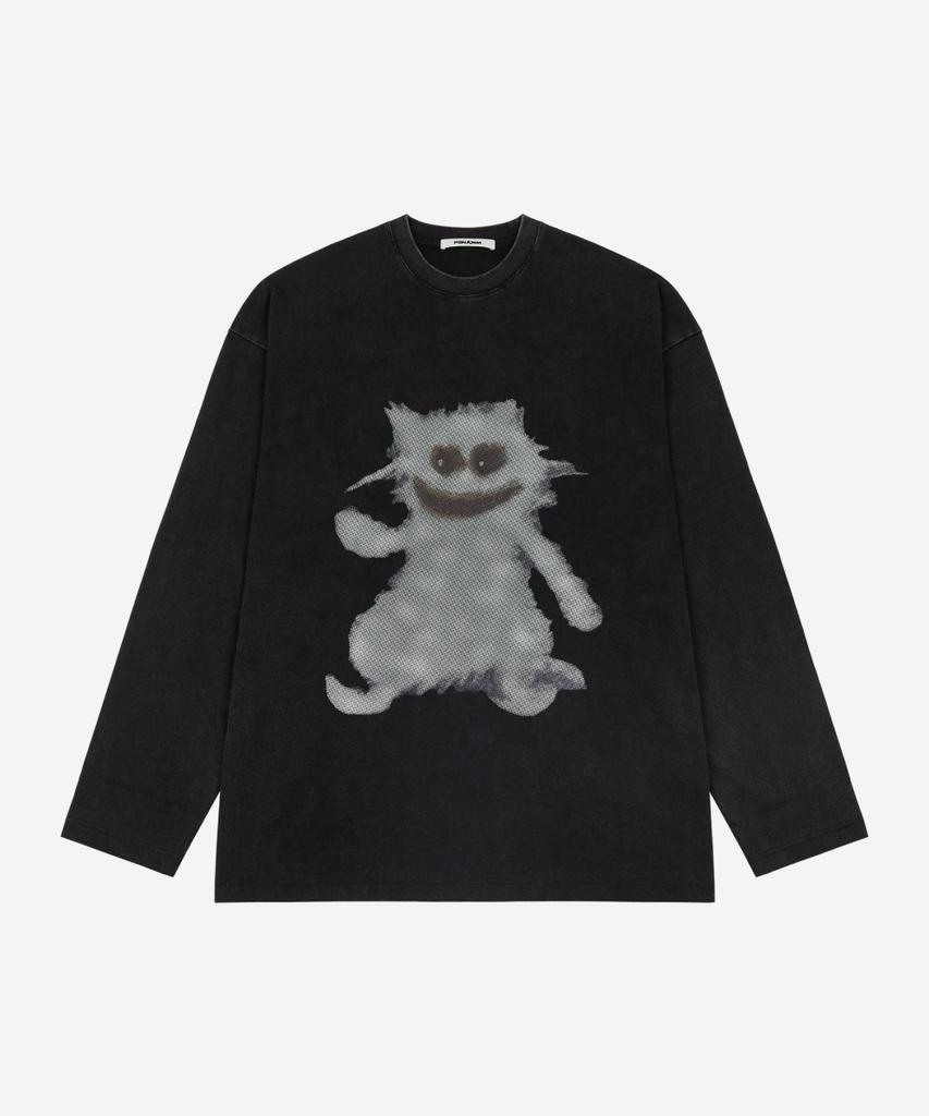 Peoseuneoloun Mad Cat Long Sleeve T-Shirt_Black