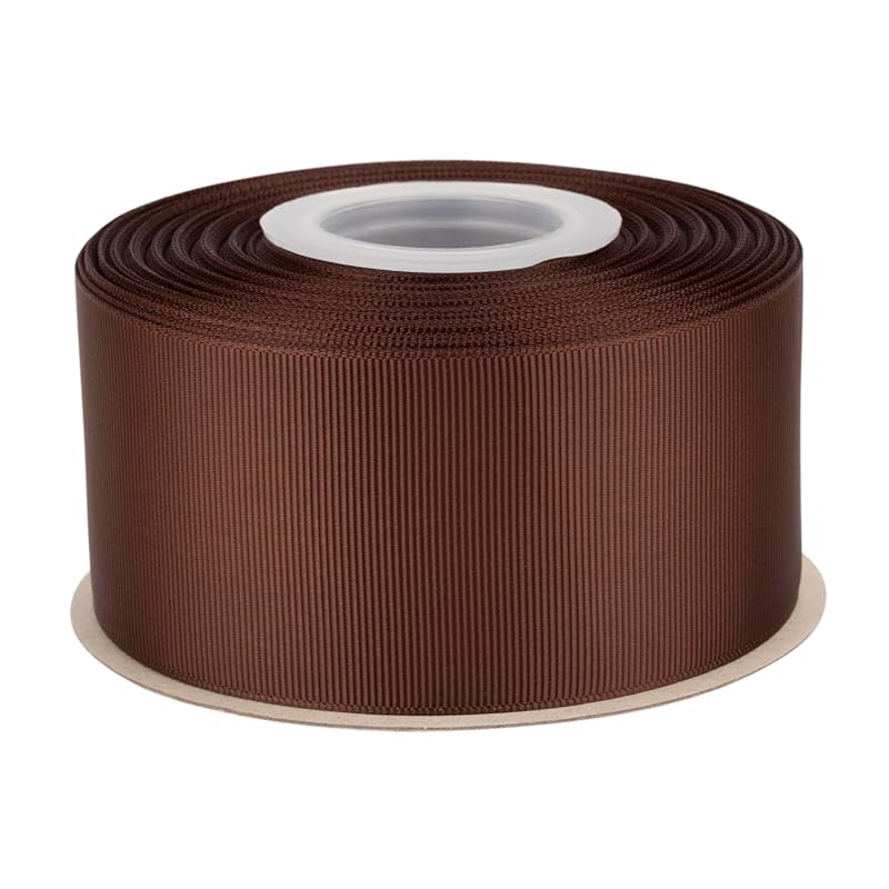 

[Tekdeere]Width 50mm solid brown grosgrain ribbon, perfect for gift wrapping, sewing, hair accessories, wedding decorations - 22 meters/roll