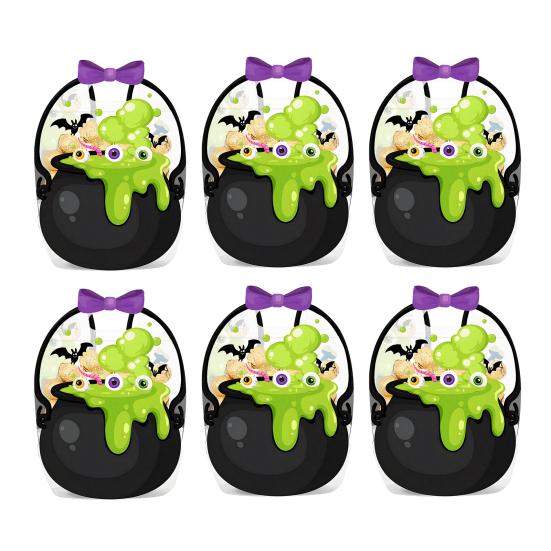 Holiday Treat Bag 2/4/6Pcs Clear Gift for Halloween Christmas, Goodie Candy Bags Packaging with Handle, Resealable Sealed Pouch Party Favors