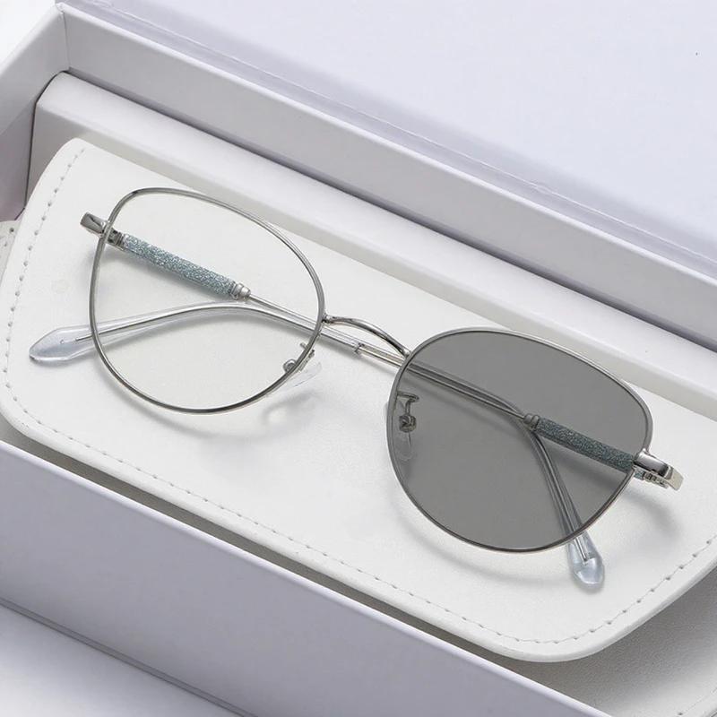 

Модные очки «кошачий глаз» в полной оправе, фотохромные, для миопии, для мужчин и женщин, стильные очки для миопии с HD-блокировкой синего света -3.5-4.0 -2.5 зелёный