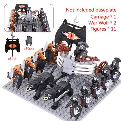 MOC Medieval lotr Figuras Lobos Negros, Carros Montados Legión Lotte Muñecos de Acción Muñecos de Ladrillo Bloques de Construcción Ensamblados Juguetes