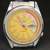 VINTAGE REFURBISHED SEIKO 5 AUTOMATIC JAPAN MENS YELLOW DIAL WATCH a446146-1