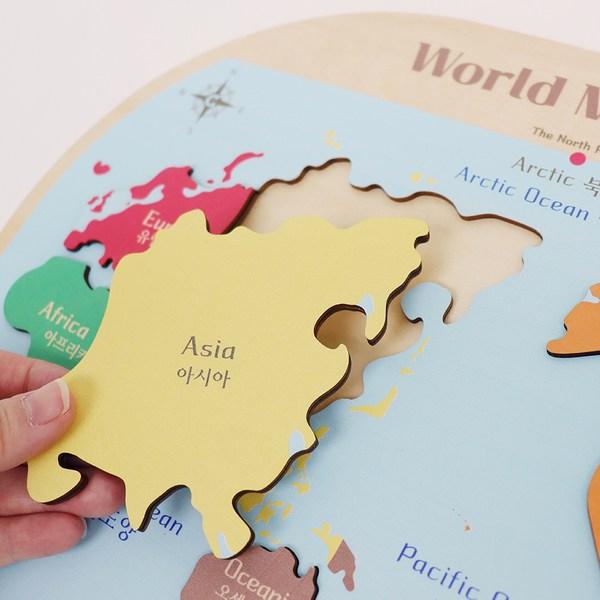 Gabe Family Montessori Plus World Maps Puzzle Set KS4221, 1 Set, 7 Pieces, Korea Best Toddler Puzzle