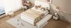 140*200Cm flat bed, upholstered, with practical pull-out rolling bed, minimalist design, white