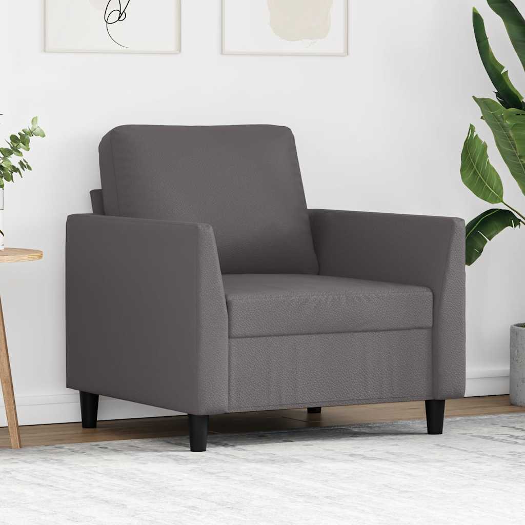 Armchair Gray 60 Cm Synthetic Leather