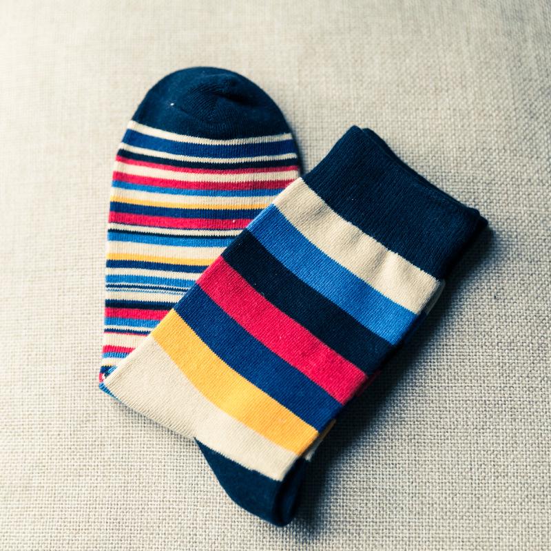 New Arrival High Quality Combed Cotton Men Polka Dot Strip Happy Socks  Color  Designer Casual Novelty Dress Business