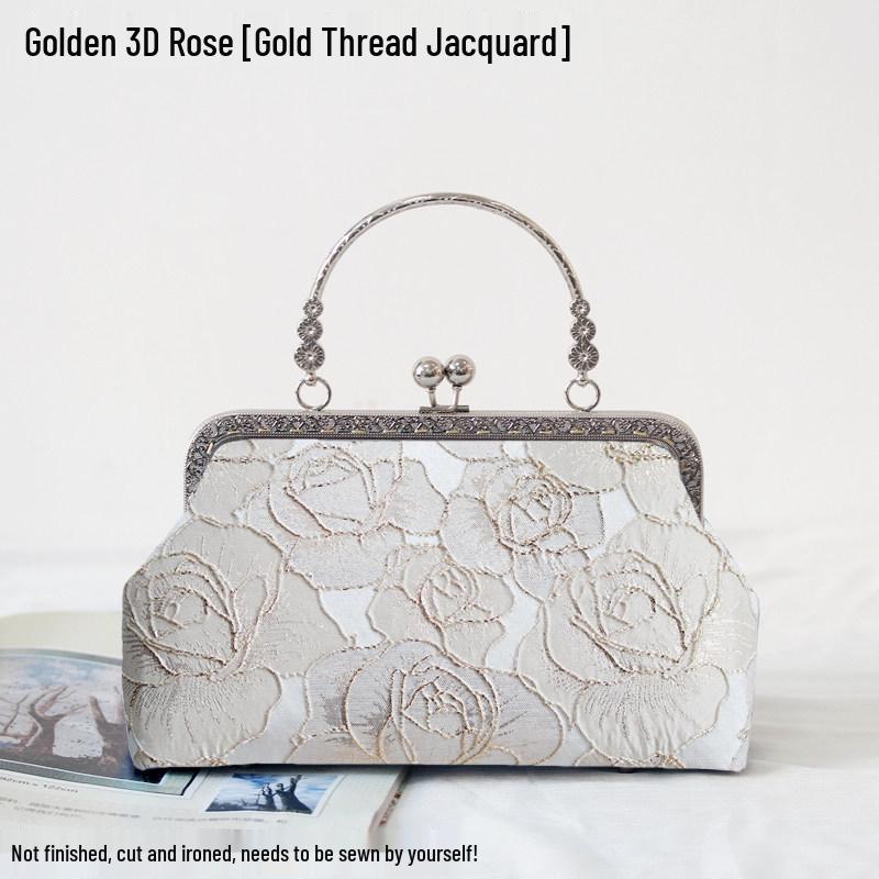 Short Style Handbag Material Kit - Handmade, Multiple Styles, Square Clasp Bag, Includes 20 Needles