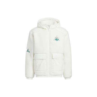 adidas Originals Trifoglio Patch Solido Logo Collo Alto Giacca in Pile Unisex Giacche Bianco HS2005