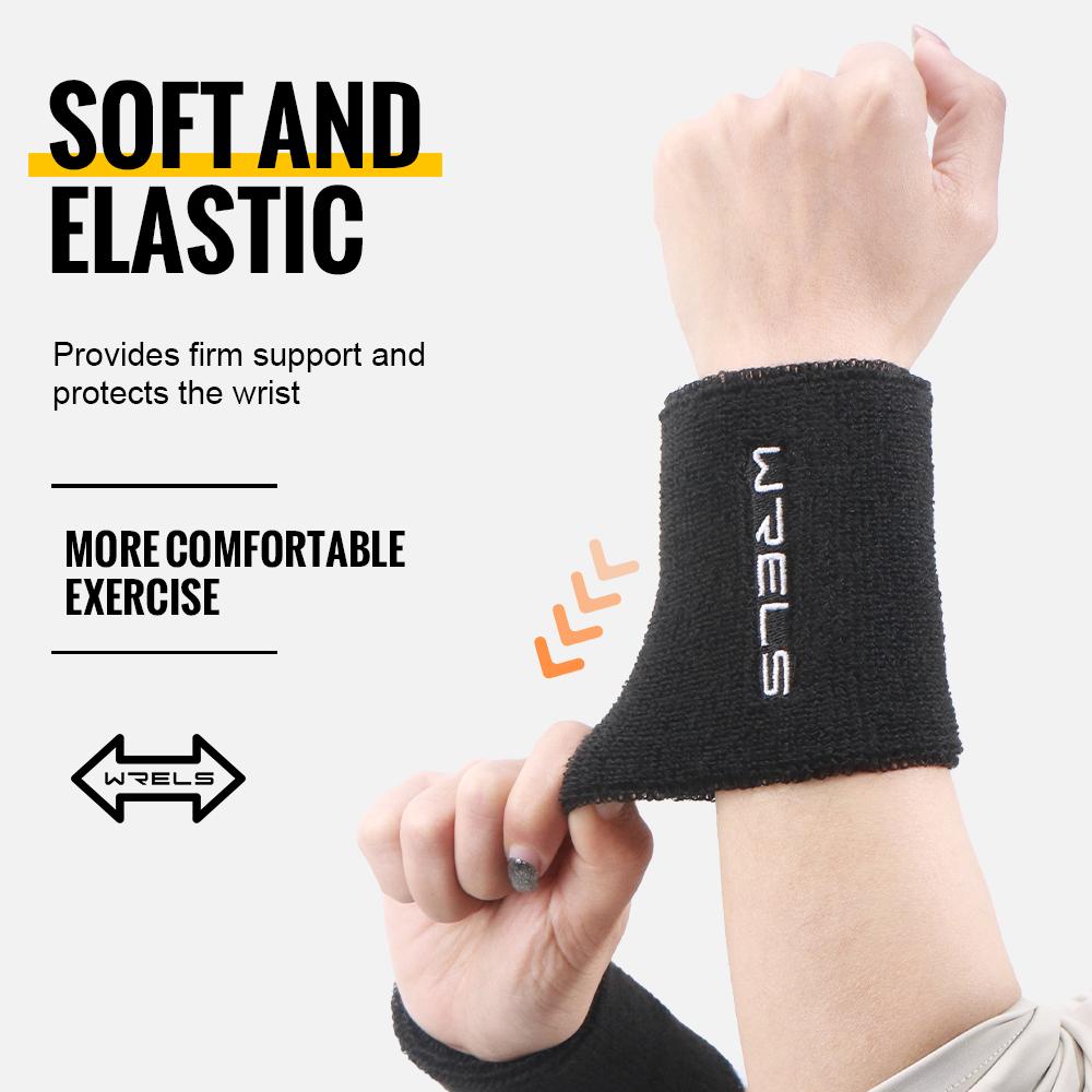 Wrels Terry Cloth Wristbands Moisture Wicking Absorbent Sweatbands For Sports Tennis Gym Workout Wrist Sweat Bands