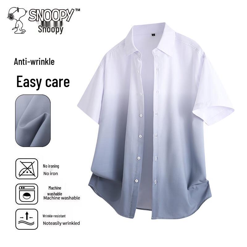 SNOOPY Men s Gradient Short Sleeve Casual Shirt L