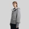 FILA Solid Color Wool Blend Hooded Fleece Jacket Women outerwear Cloud-Pattern-Gray F11W444704FMG