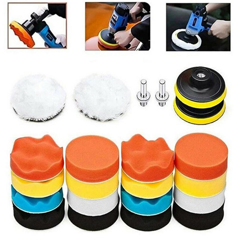 22 Pcs 3-inch Waxing Polishing Sponge Pad Kit Bendable Reusable For M10 Polisher Bits