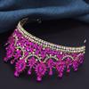 Luxury Rose Red Crystal Tiaras and Crowns for Bride Wedding Crown Headdress Princess Queen Birthday Prom Hair Jewelry Pageant