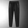 Men's Quick-Dry Ice Silk Elastic Print Cropped Sports Pants - Thin, Loose & Plus Size for Summer