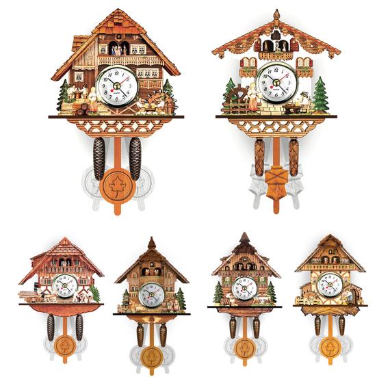 Antique Wooden Hanging Cuckoo Wall Time Alarm Clock Home Living Room Decoration