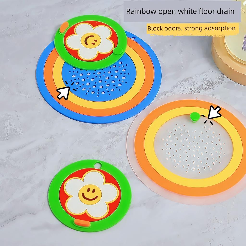 Rainbow 2-in-1 Floor Drain Deodorizer Bathroom Sewer Anti-Odor Cover Filter Anti-Clogging Device Anti-Odor Sticker