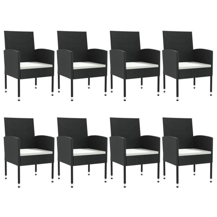 VidaXL Ensemble à manger de jardin 9 pcs noir résine tressée et acier 3203319