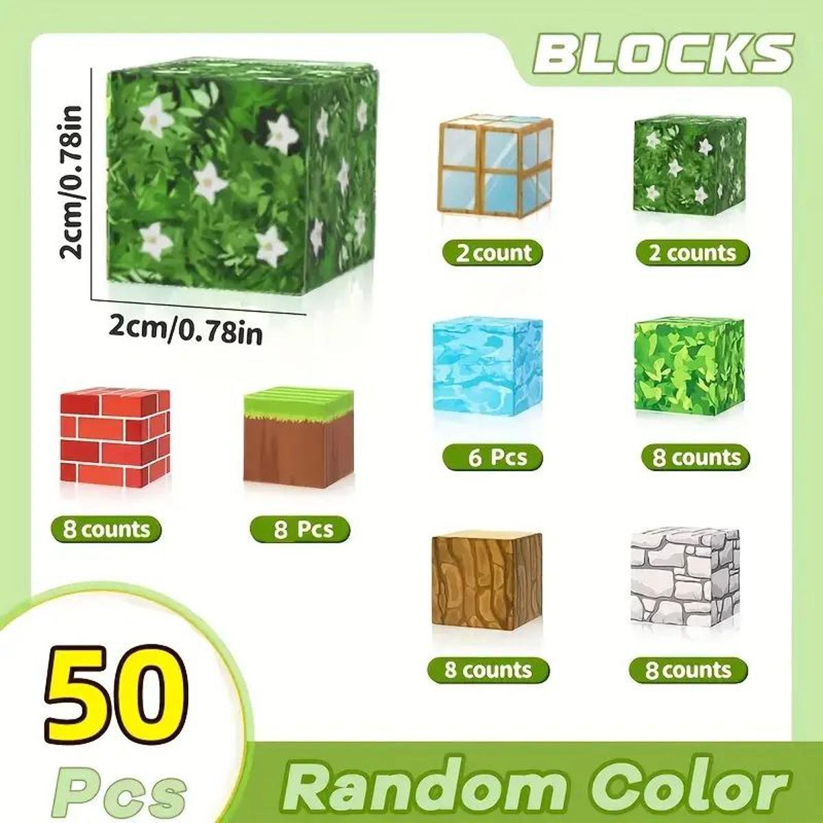 

Магнитный конструктор Майнкрафт Minecraft кубики на магнитах блоки 50 дет.