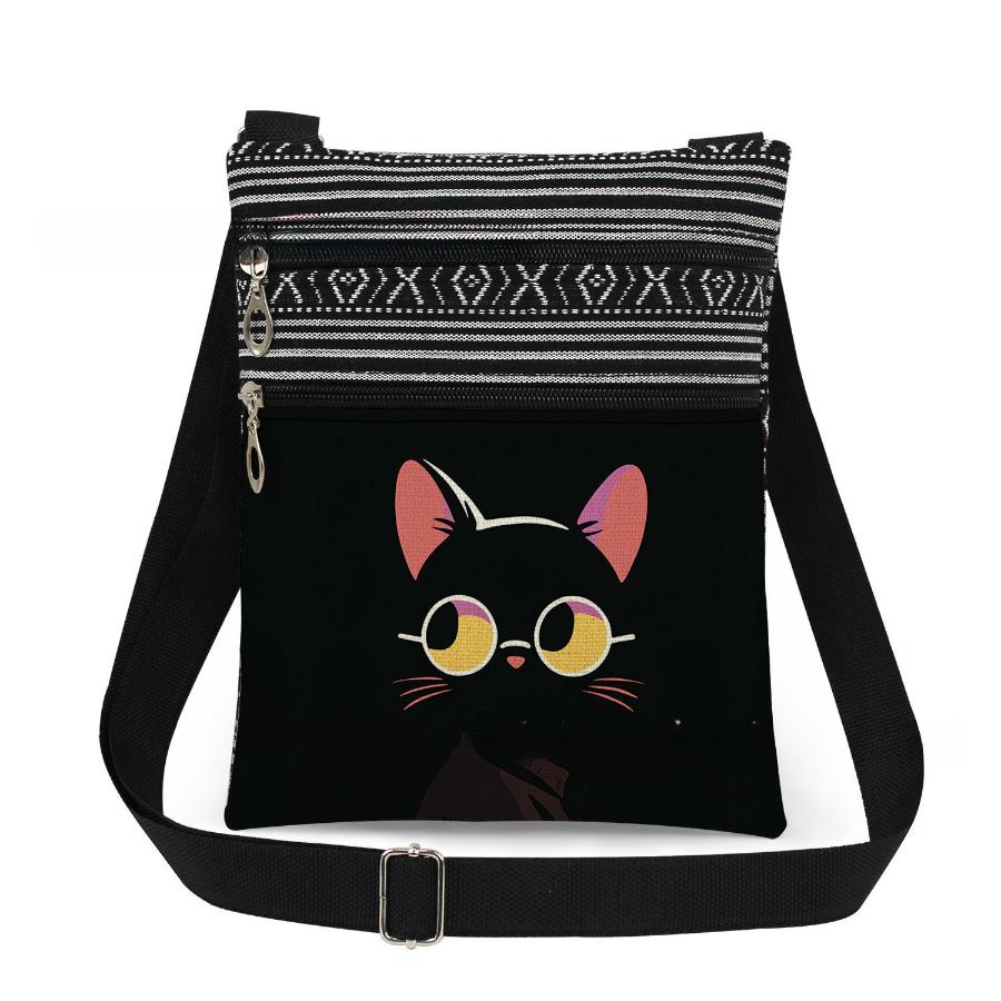 1PC Cat Print Tote Bags Women Shoulder Handbags Postman Package 6960