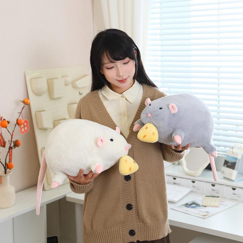 Pull String Cheese Rat Soft Stuffed Plush Toys Big Mouse Dolls Throw Pillow Cute Rats Stuffed Plushies Gifts For Girls Boys Kids