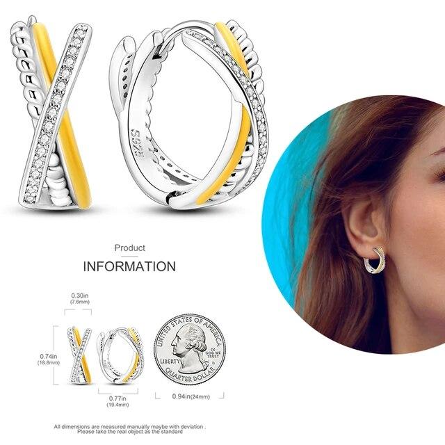 Brincos de argola de prata 925 para mulheres, brilhantes, pavê, cz, joias finas de luxo, brinco