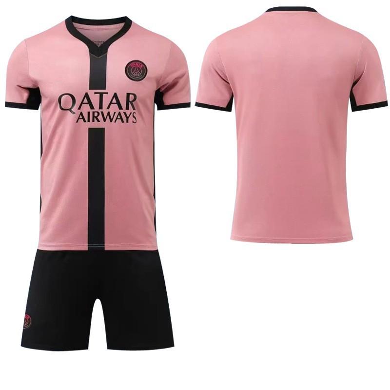 

2024-25 Paris Second Away Game Pink No. 7 Mbabpe 10 Dembele 30 Football Jersey Set #M