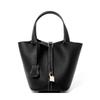 Genuine Leather Women's Bag, Bucket Bag, Versatile Classic Vegetable Basket, Top Layer Cowhide Women's Bag, New Portable Bag