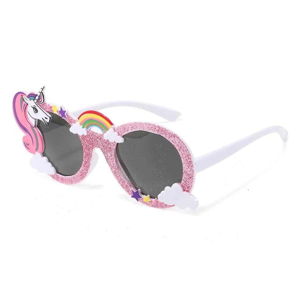 

Funny Cartoon Cute Unicorn Sunglasses for Boys Girls Happy Birthday Photo Props Supplies Kids Favor Party Decor UV400 Eyewear Other
