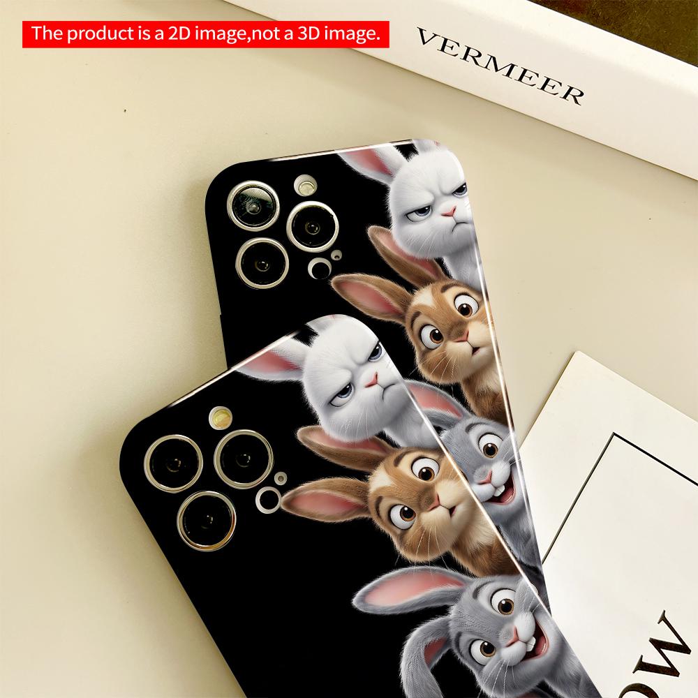 Four Bunnies Peeking Playfully All Inclusive Film Hard Phone Case, Compatible with iPhone 18 Pro Max 17 16 15 14 13 12 11