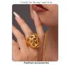 Qiong Yao 18K Gold-Plated Stainless Steel Hollow Statement Ring with Smooth Surface