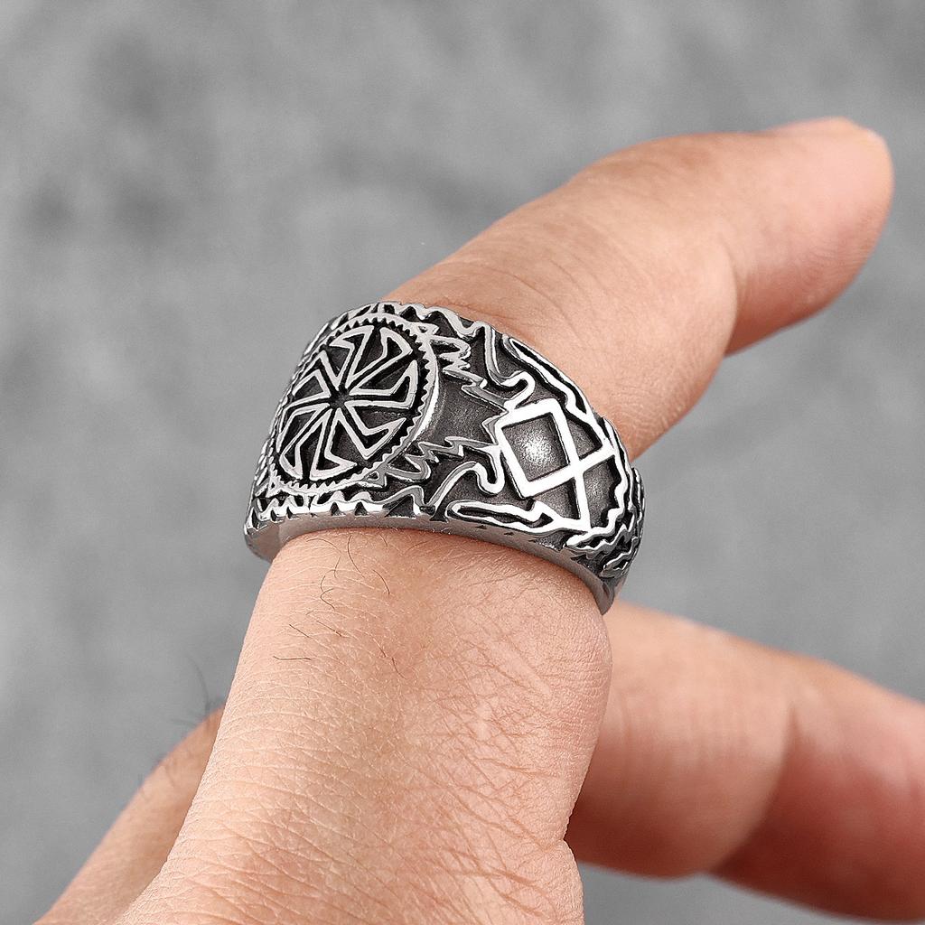 Vintage Viking Norse Mythology Stainless Steel Ring for Men Punk Hip Hop Jewelry Gift Boyfriend Creative Design