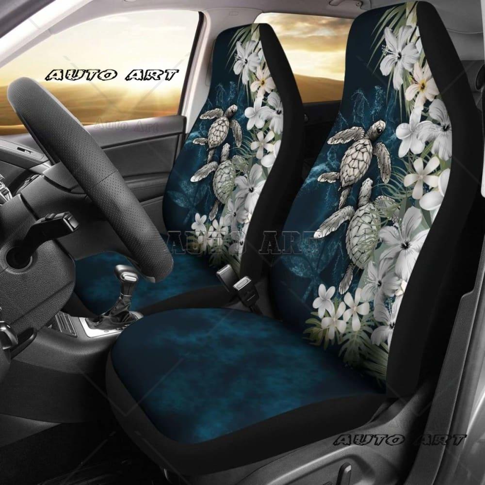 Set di Coprisedili per Auto con Fantasia Floreale Hawaiana di Ibisco Bianco Universali per la Maggior Parte dei Modelli di Auto e SUV