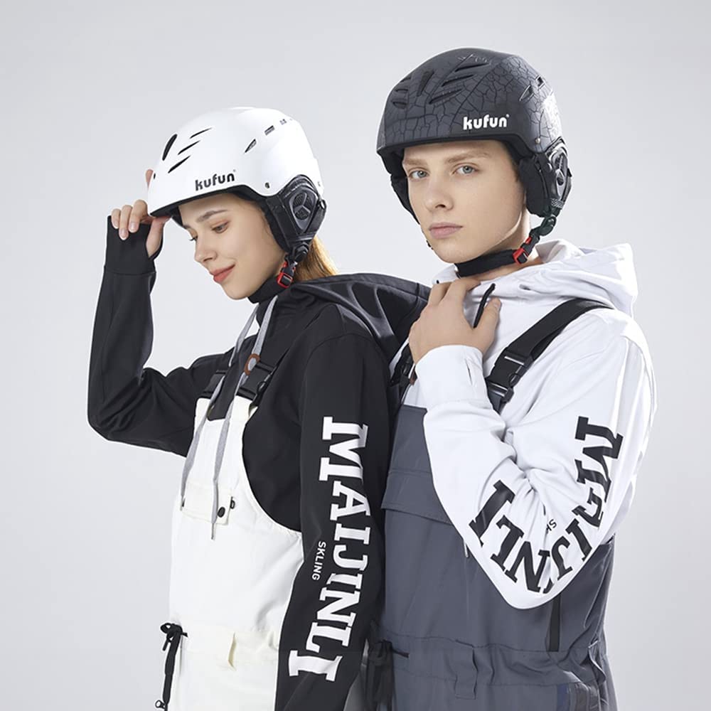 Kufun Snowboard Adult Ski Helmet for Ski Snowboard Helmet with Unisex Size L Helmet, Women, Helmet, Protector, (Black, (59-61cm))