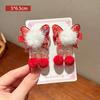 2pcs Chinese Style Children Red Hairclip Tassel Bow Wig Braid Hairpin Princess New Year Headwear