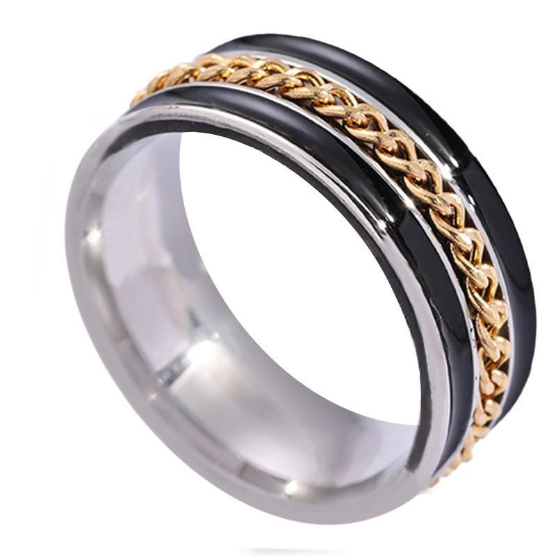 Titanium Steel Men's Fidget Ring: Chain Rotatable Punk Style