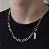 Minimalist Titanium Steel Chain Necklace With Geometric Pendant For Unisex Daily Wear