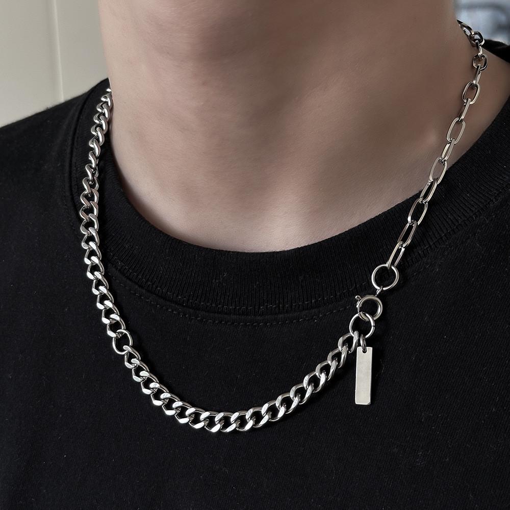 Minimalist Titanium Steel Chain Necklace With Geometric Pendant For Unisex Daily Wear